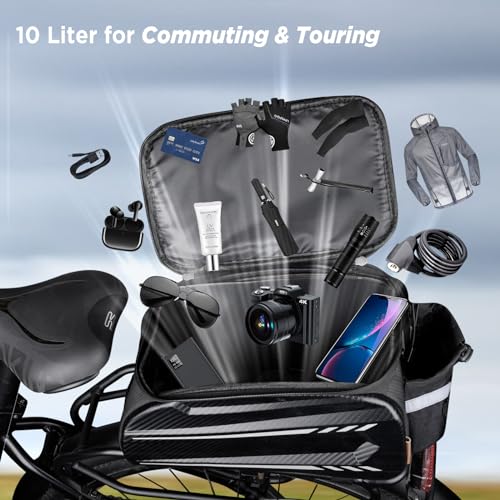 LEMEGO Fahrradtasche für Gepäckträger, Satteltaschen für Fahrrad 10L Gepäckträgertasche...