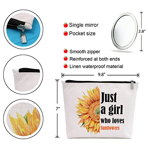 Sunflowers Gifts For Girl Sunflower Lovers, Birthday Gift For Girl Best Friend Sister Daughter Granddaughter, Sunflower Accessories, Sunflower Lovers Makeup Bag, Just A Girl Who Loves Sunflowers #TOP1