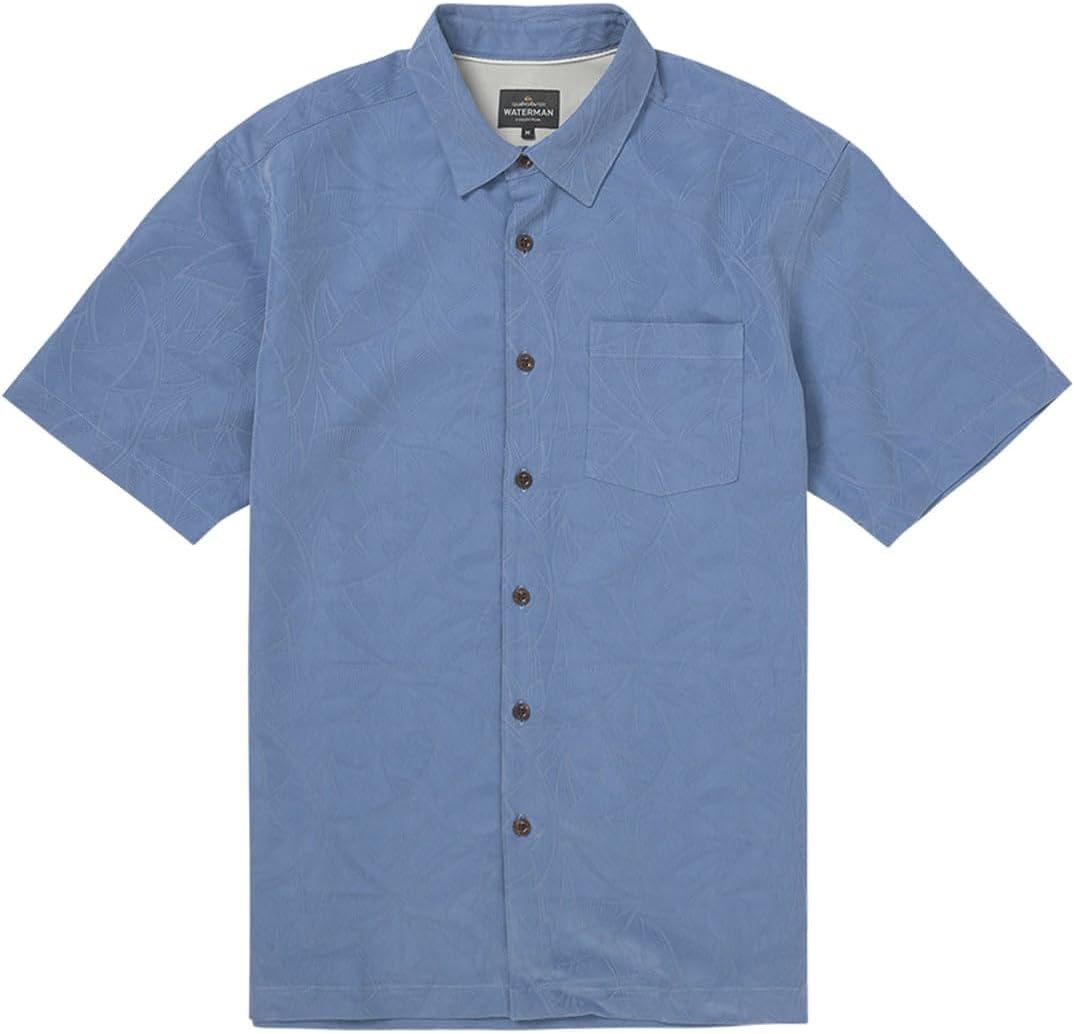 Quiksilver Waterman Island Jungle Men's Short Sleeve Button Down Shirt - Riviera