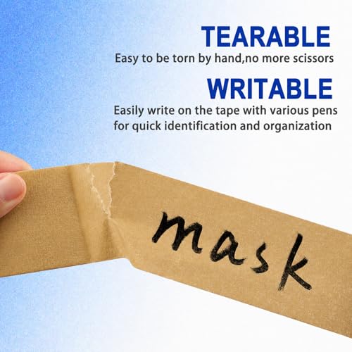 Image of Brown Painters Tape - Brown Masking Tape 2 Inch Wide - Multi-Surface, Smart Adhesion, Indoor & Outdoor - Paint Tape for DIY, Labeling, Art, Car, General Purpose - 90FT Total