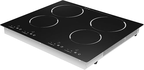 Miniatura 1 de Estufa eléctrica de 4 quemadores de 23 pulgadas, estufa integrada con pantalla digital LED, bloqueo de seguridad, protección contra