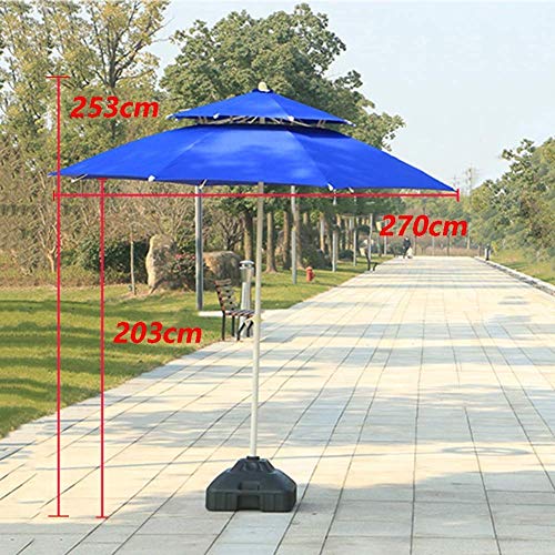 Parasol de marché bleu double toit 230cm en toile haute densité - 6