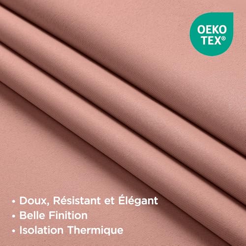 Image of Joydeco Curtains with Concealed Loops, Set of 2, H 260 x W 140 cm, Dreamy Pink Blackout Opaque Long Curtain, Noise Protection, Rod Pocket, Blackout Curtains, Bedroom, Living Room