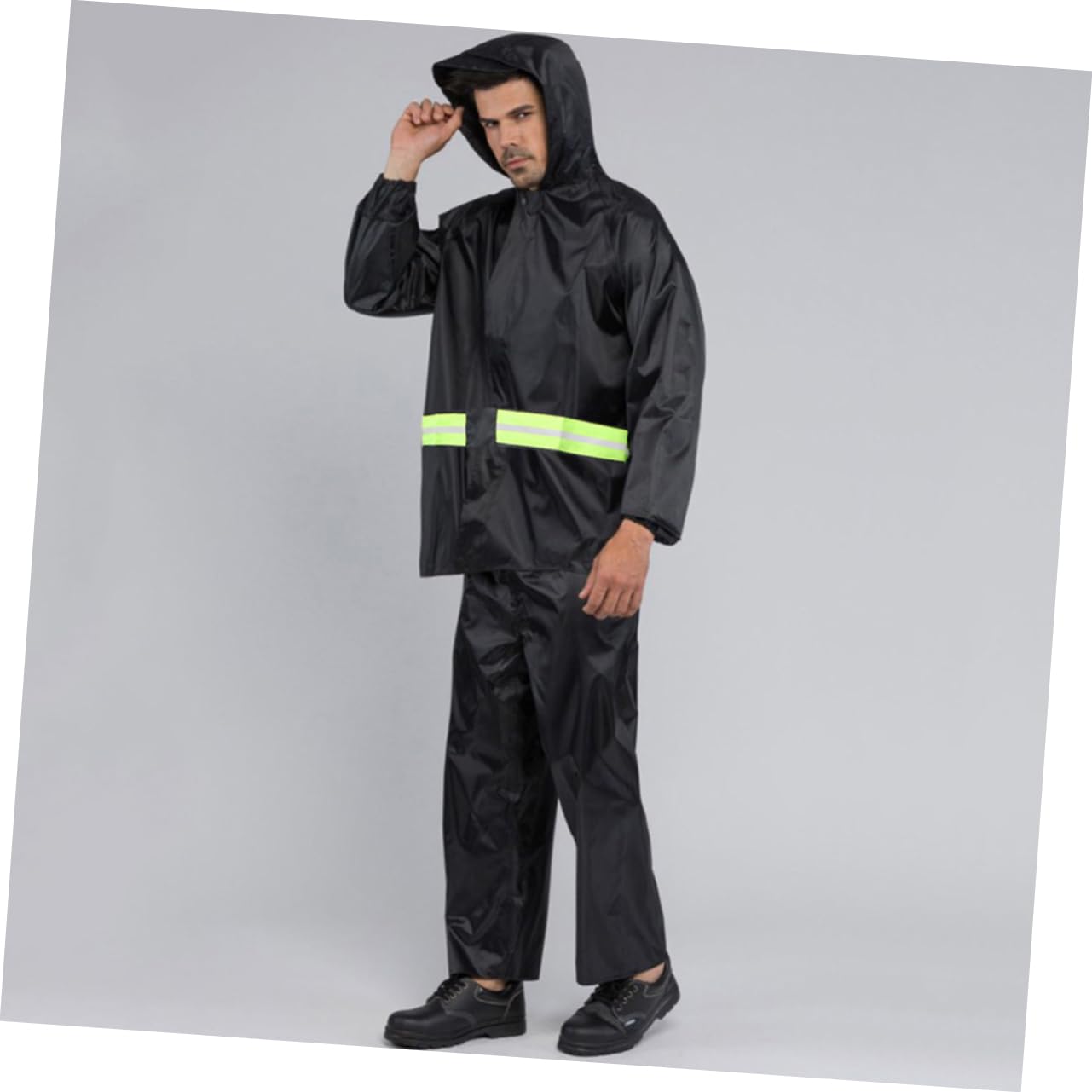 BESTYASH Poncho Przeciwdeszczowe Do Jazdy Konnej Czarne Poncho Przenośne Odblaskowa Kurtka Przeciwdeszczowa Dla Dorosłych Płaszcz Przeciwdeszczowy Z Kapturem Czarna Kurtka Przeciwdeszczowa