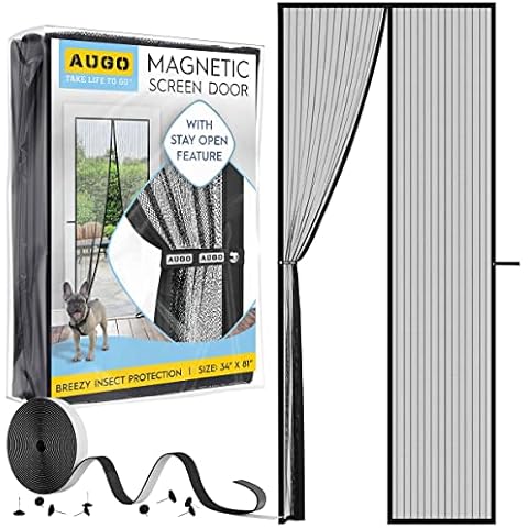AUGO Magnetic Fly Screen Door with Keep Open Feature Cover