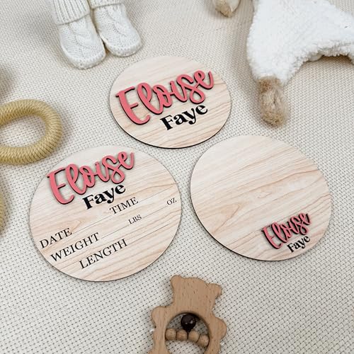 Name Announcement Sign for Newborn, Pregnancy Announcement, Personalized Birth Stat, Baby Name Reveal, Footprints, Baby Shower Gifts, Nursery Decor, New Mom Gift, Hickory Hollow Designs (Pine)
