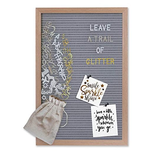 Gadgy Retro Filz Letter Board Grau - Letterboard mit 710 weißen, goldenen & silbernen Buchstaben inkl. Aufbewahrungstasche, Deko-Buchstabentafel für Zuhause, Büro & Events - 30x45 cm