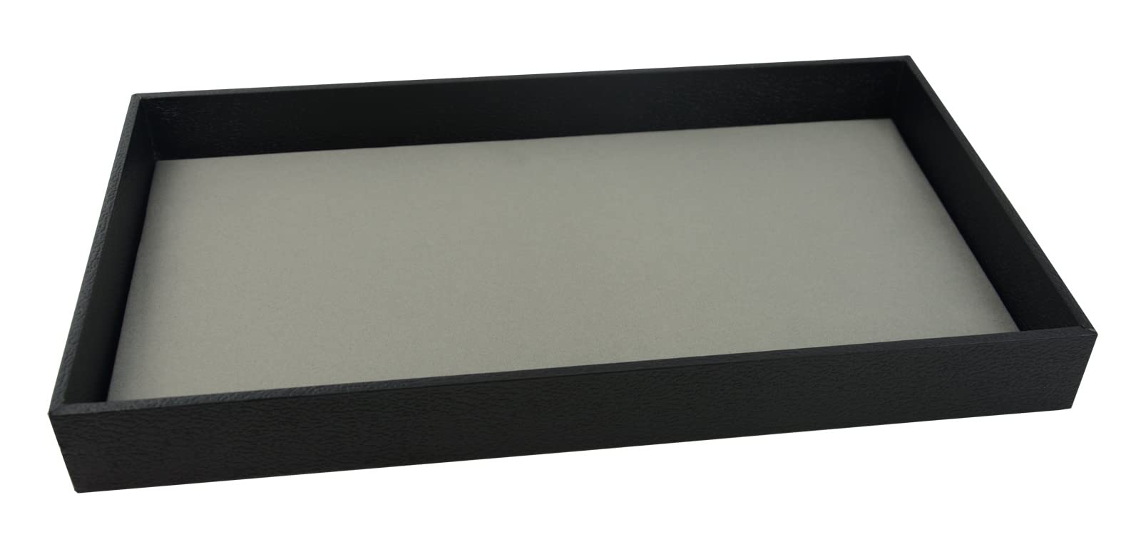 Box Displays Grey 1.5 Inch Deep Wooden Utility Tray With Choice Velvet Or Leatherette Show Pad To Display Watches, Jewellery, Rings, Earrings, Necklaces, Glasses (Tray With Velvet Display Pad)