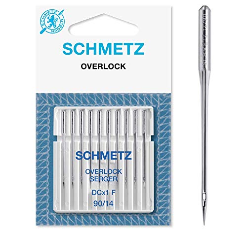 SCHMETZ Aiguilles pour Machines à Coudre 10 Aiguilles Overlock/surjeteuse | DCx1F | Grosseur d'aiguille 10x 90/14