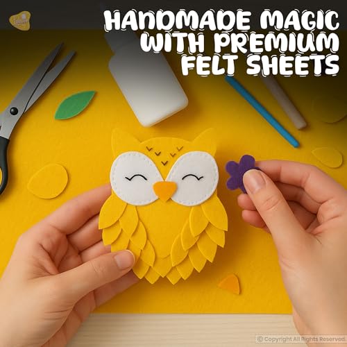 Image of Lakeer A4 Felt Sheets for Craft, Pack of 10 Mango Yellow, 1mm Stiff Non-Woven Fabric 29.7 x 21 cm, DIY Sewing, Applique, Embroidery, School and Hobby Projects