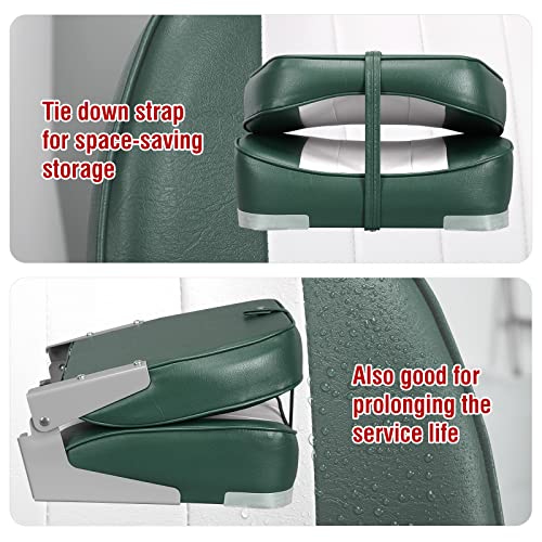 Leader Accessories Deluxe Folding Marine Boat Seat (White/Green) #TOP3