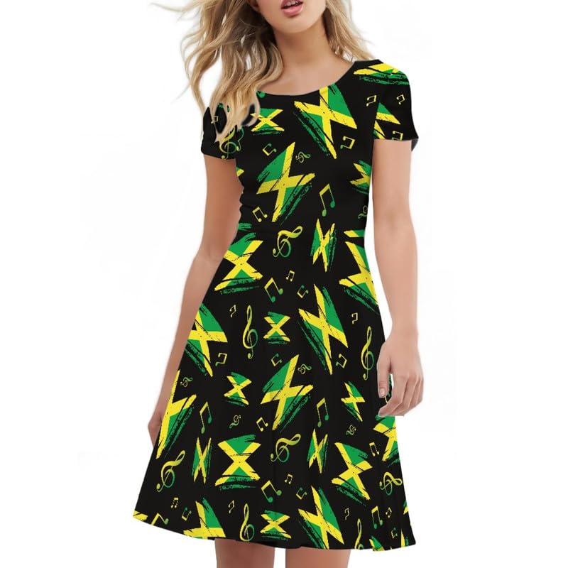 Image of Irisjudy T Shirt Dress for Women Short Sleeve Girls Short Sleeve Dress Plus Size, O Neck Knee Length Midi Dress for Ladies