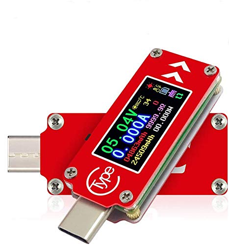 TC64 Type-C USB Voltage Tester Multimeter Voltmeter Ammeter Tester 0.96 inch IPS HD Display Multifunction Tester Type-C 0-4A 3.7-30V USB Current Power Meter Tester Ammeter Voltage Current Meter