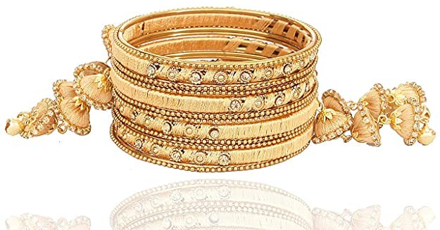 Image of NMII Get your traditions Valentine Gift for Girls & Women Silk Thread Bangle Set With Zircon For Womne & Girls
