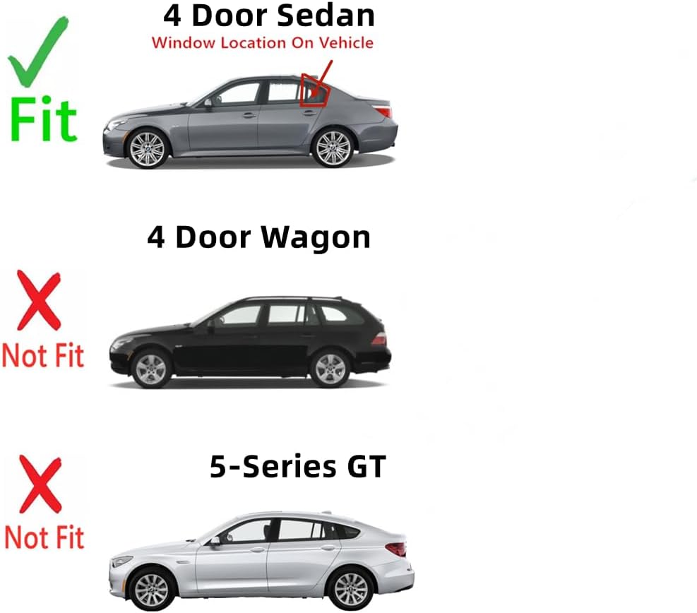 Driver Left Side Rear Vent Window Vent Glass Compatible with BMW 528i 525i 535i 535 2008-2010 / BMW 550i 2006-2010 / M5 2005-2010 4 Door Sedan Models