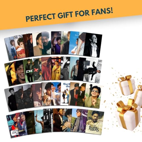 Image of Auraposter Shah Rukh Khan Mini Posters Set of 40 (15x10 cm) | King SRK's Film Posters for Wall, Bedroom, Living Room | Bollywood Actor | Double Tape Included