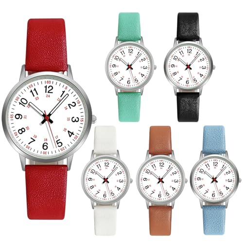 Montres unisexes pour infirmières et étudiants en médecine avec cadran lisible en cuir noir