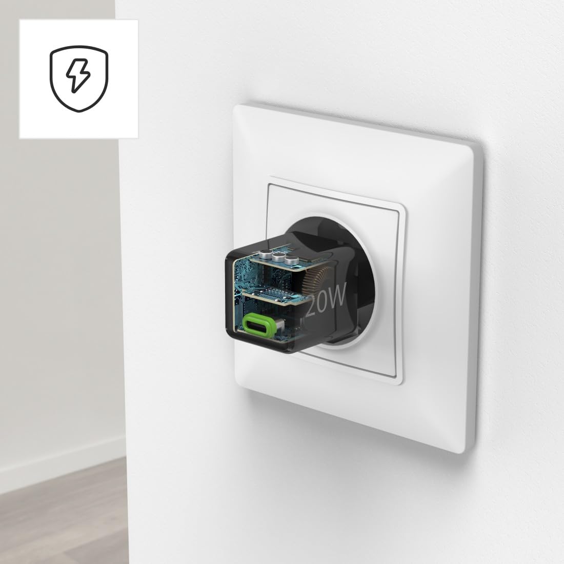 Hama ładowarka sieciowa 20W super mini 1x USB C (uniwersalna, szybka, do smartfona, smartwatcha, tabletu, słuchawek, Quick Charge, Power Delivery, mała) czarna