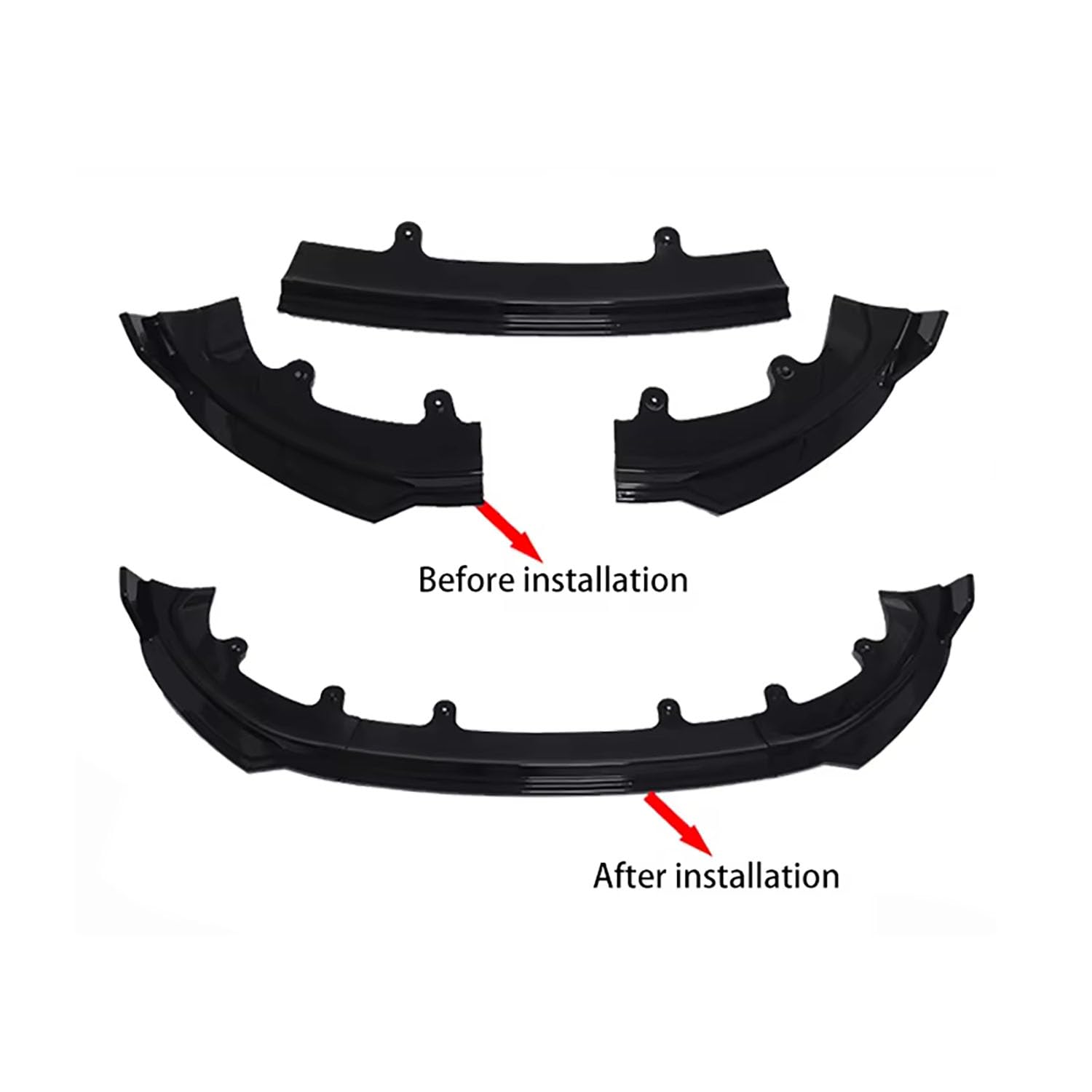 Für Tesla Model Y Juniper 2025 2026 Frontschürze Lippe Front Schaufel kit Limousine Körper Spoiler Splitter Kit,GlossyBlack