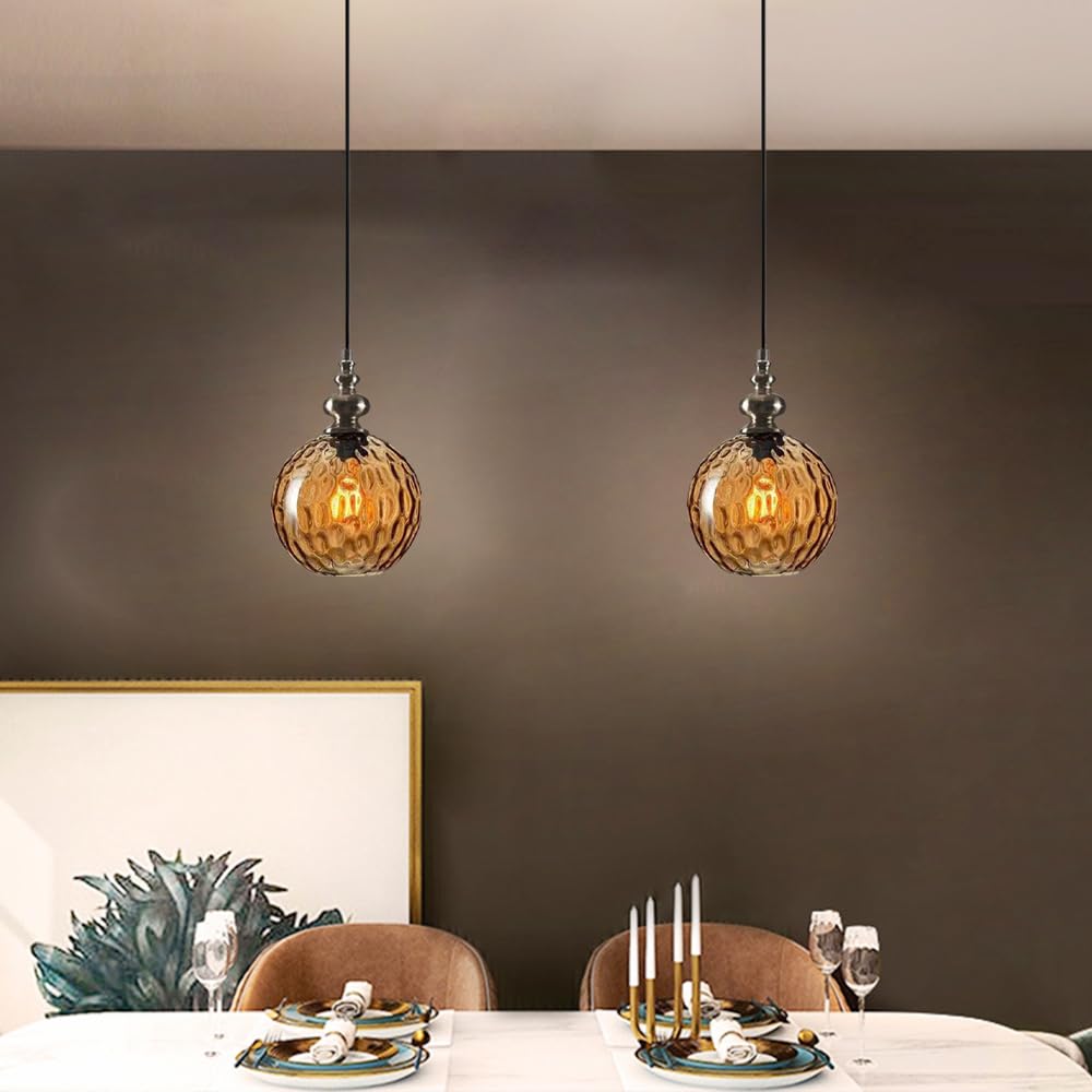 Szklana lampa wisząca Vintage wisząca lampa sufitowa z kutym szklanym kloszem w kształcie kuli Oprawa wisząca w kształcie kuli Gniazdko E27 do wyspy kuchennej Jadalnia Sypialnia Dom wiejski Star of
