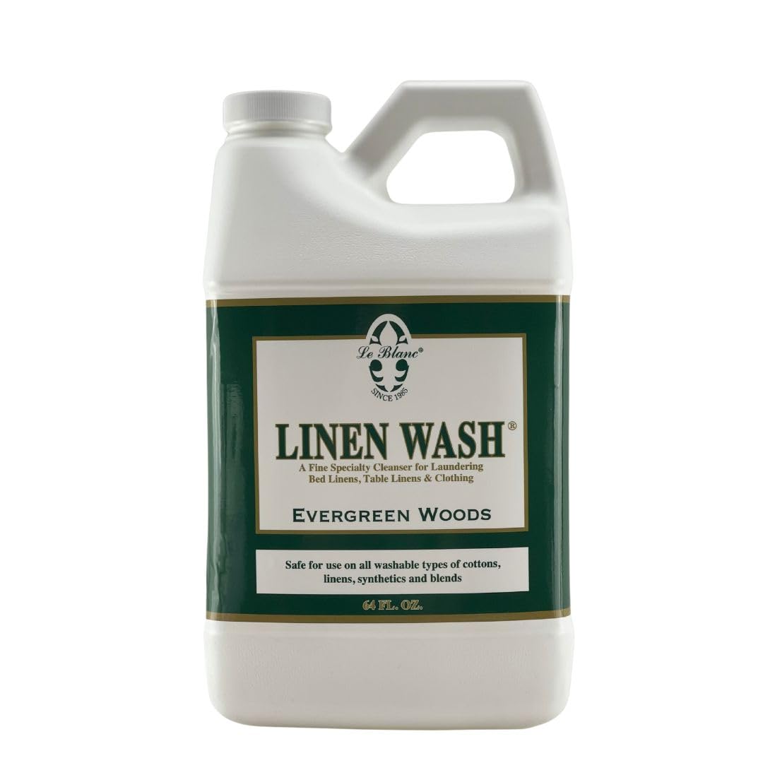 Le Blanc® Evergreen Woods Linen Wash® – Luxury Laundry Cleanser for Bed & Table Linens- 64 oz. (1 pack)