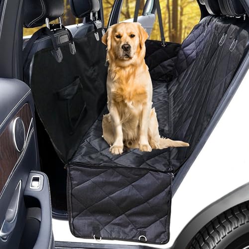 Crihovy Funda Coche Perros Asiento Trasero, Protector de Maletero Cubierta Universal para Perro, Cubre Asientos Fundas Cubreasientos con Ventana Protector Lateral Impermeable Antideslizante, Plegable