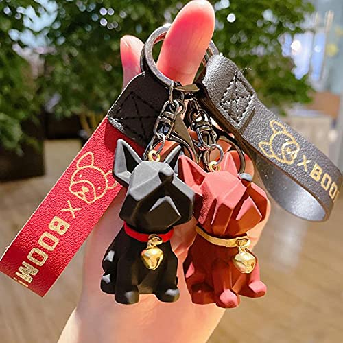 Hongtai Punk bulldog sleutelhanger PU lederen schattige hond sleutelhanger tas hanger sieraden kleine accessoires auto sleutelhanger sleutelhanger (Color : 3) - Image 3