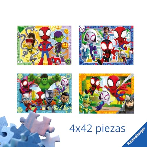 Puzzle Spidey Ravensburger pack de 4 de 42 piezas cada uno para niños a partir de 4 años 2