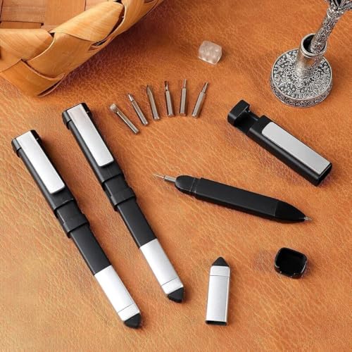 Image of 4-in-1 Multi-Function Tech Tool Pen - Stylus, Ballpoint Pen, Phone Holder & Screwdriver Set - Compact Pocket Tool for Office & Home Use (Multi Color) (2)