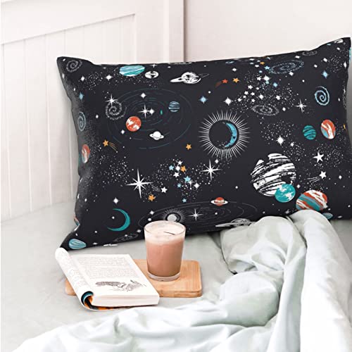 Space Galaxy Constellation Pillowcase With Hidden Zipper Microfiber Pillow Cover Queen Size 20"X 30", Breathable And Ultra Soft For Sofa Bed Sleeping #TOP3
