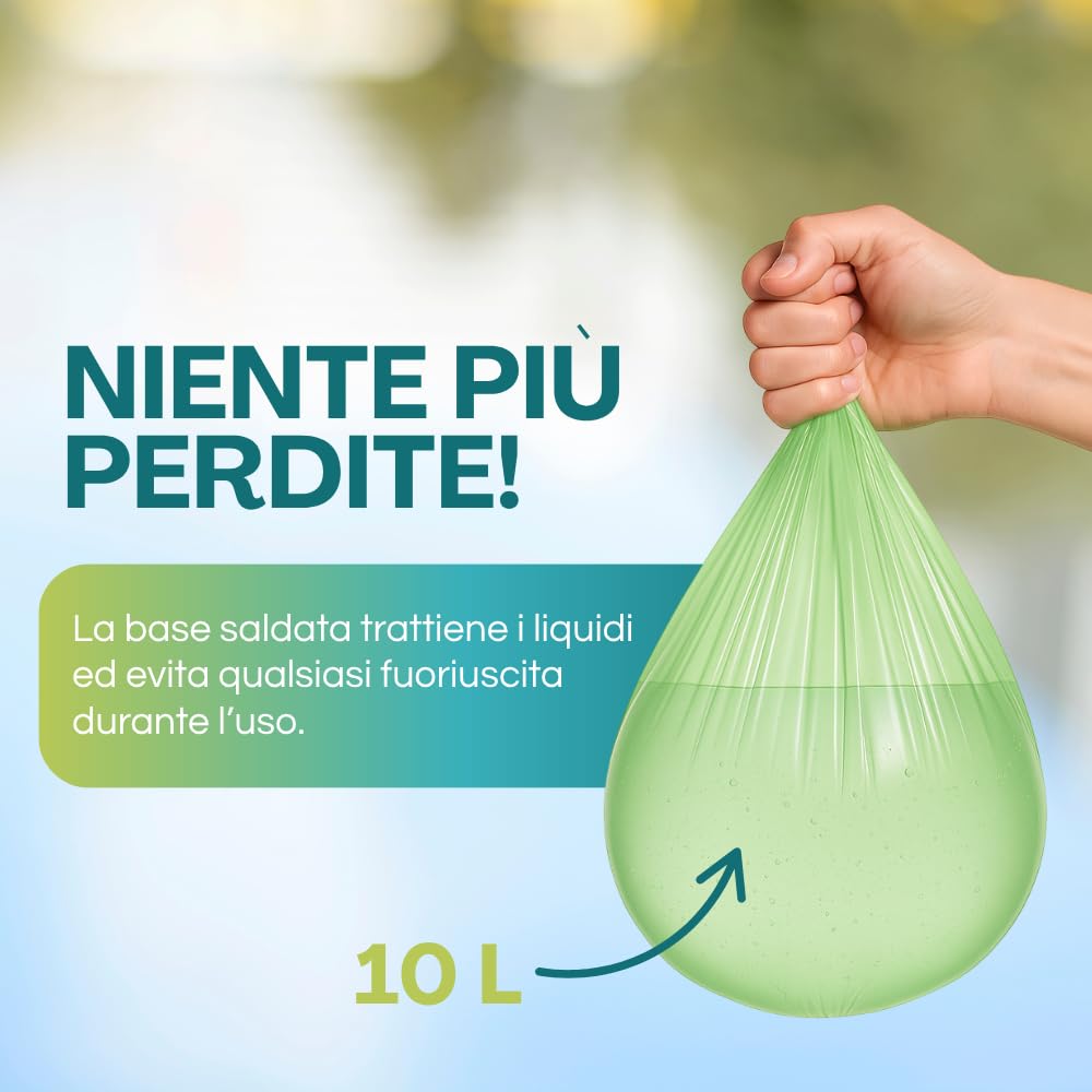 Palucart Sacchi raccolta umido e Organico cm 42x45 (10 litri) 1000 pezzi biodegradabili e compostabili