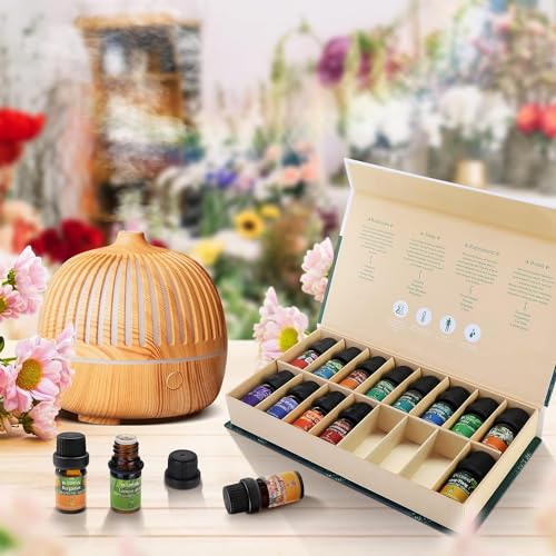 Ätherische Öle Set, 16 PCS Duftöle Set, Naturrein Ätherische Öle für Diffuser, Duftlampe, Entspannung, Kerzenherstellung, Essential Oils Geschenkset, Weihnachten Geschenke für Frauen und Familie