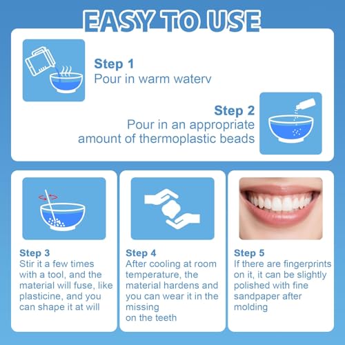 Image of Tooth Repair Kit, Moldable False Teeth Beads for Teeth Repair, Suitable for Missing, Cracked DIY Denture Kit, 4PCS
