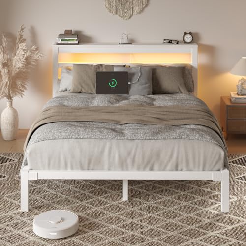 HAY.com Full Size Bed Frame with LED Light & Charging