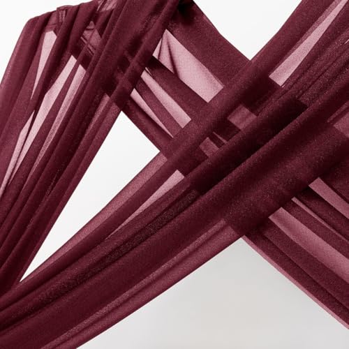 Image of MLMC Burgundy Wedding Arch Draping Fabric 2 Panel 29 inch x 20 FT Extra Long Gauze Drapes Sheer Backdrop Curtains 6.6 Yards Airy Outdoor Drapery Panels for Wedding Bridal Shower Ceiling Decoration