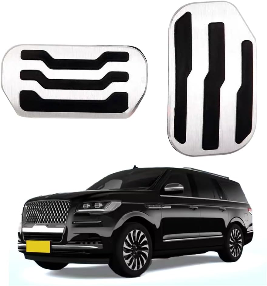 Car Pedal Covers for Lincoln Navigator 2022 2023 2024, Auto Aluminum Gas Pedal Covers Accessories Replacement, Non-Slip Accelerator Brake Foot Rest Pedals(Set of 2)