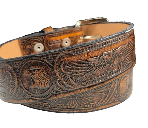 American Eagle Design Handmade Mens Leather Belt Western Casual Belt 1.5" Wide Cocoa4