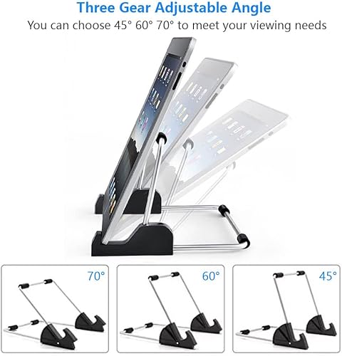 Miniatura 2 de Soporte ajustable para tablet, soporte antideslizante de aleación de aluminio para tabletas, iPad, Samsung y Kindle Fire, soporte para marco de fotos