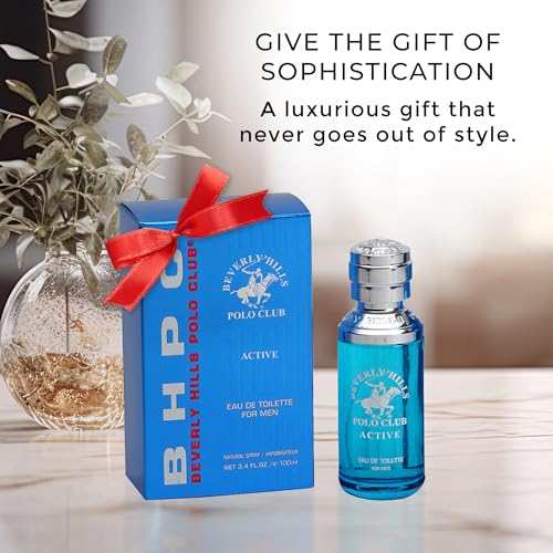 Beverly Hills Polo Club ACTIVE - Cologne for Men with Notes of Citrus - Fresh & Sporty Fragrance Scent - Eau De Toilette Spray 3.40fl.oz / 100ml