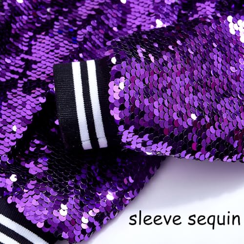 Boys Flip Sequin Jackets Striped Collar Bomber Varsity for Kids Glitter Birthday Coat Shiny Boy Clothes4