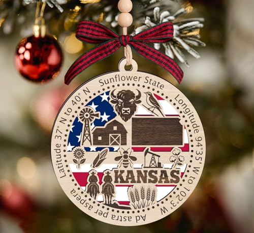 Kansas State Wooden Ornament