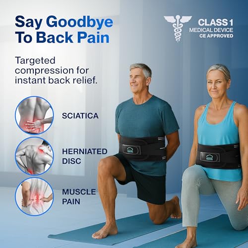 Modvel Back Brace for Lower Back Pain Women and Men – Lumbar Support Belt for Sciatica, Herniated Disc, Muscle Strain – Adjustable Breathable Work Brace with 6 Stays – Support for Posture– Size L