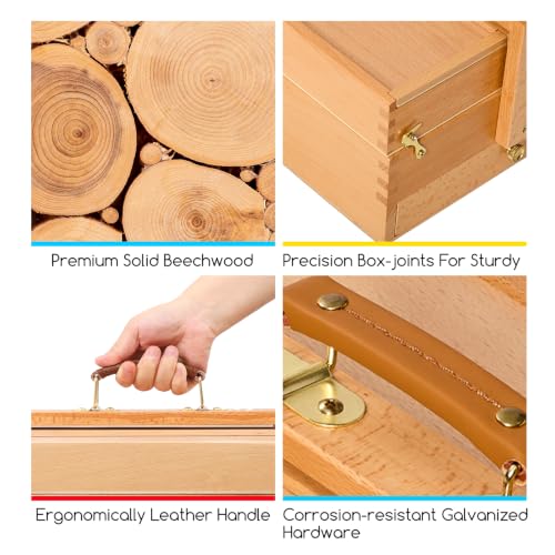 MEEDEN Portable Artist Supply Storage Box: Foldable Beech Wood Box - image 5