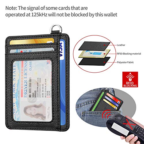 Image of Slim Credit Card Holder, 2 Pack RFID Blocking Wallets for Men & Women(Litchi Black & Ocean Blue)