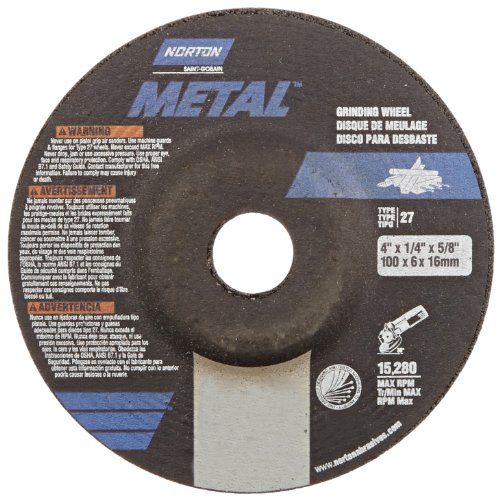 Norton Metal Depressed Center Abrasive Wheel, Type 27, Aluminum Oxide, 5/8