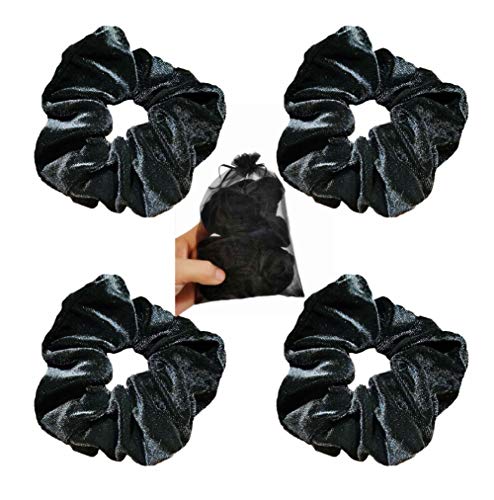 4 Pcs black Colors Velvet Elastic Scrunchy Hair Ties Ropes Scrunchies for Women or Girls Hair Accessories