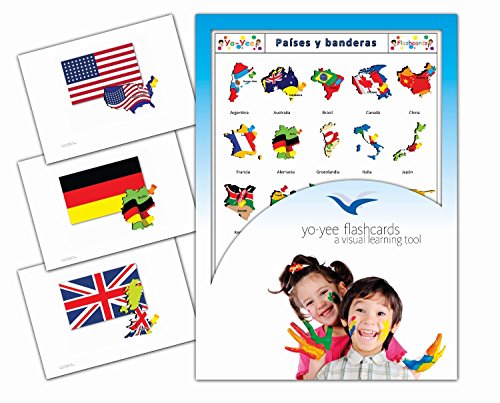 Yo-Yee Flashcards Tarjetas con Ilustraciones en español - Países y Banderas - para Clases de Idiomas y fomento del Aprendizaje del Idioma en guarderías, escuelas Infantiles y colegios