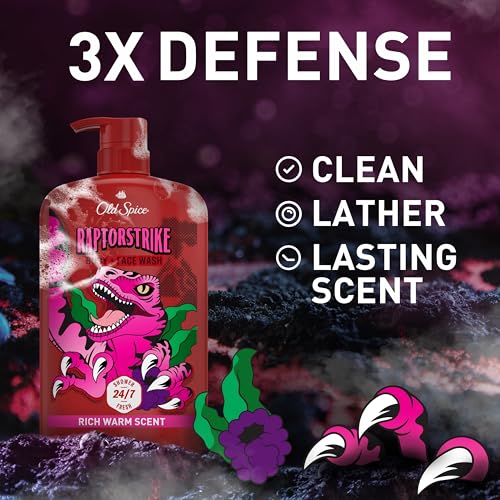 Old Spice Raptorstrike Body Wash, 3X Defense, Dark Berry Scent, 24/7 Freshness, 33.4 oz