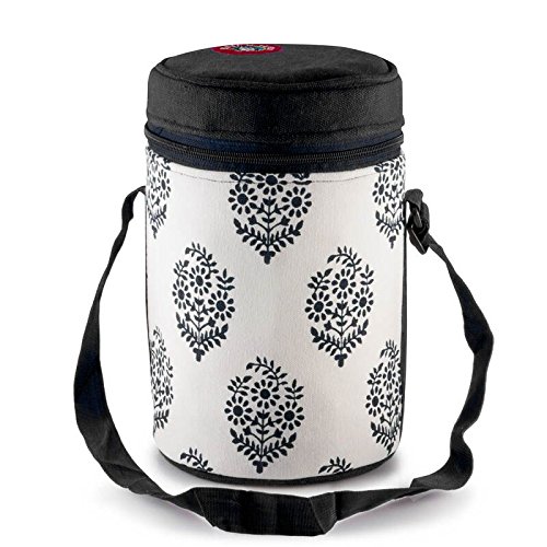 Thermally Insulated Black Indian Leaf Tiffin Bag Carrier for 4-Tier Large Tiffin