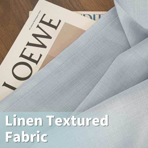 Image of LAMIT Linen Curtains 95 Inch for Bedroom, Grommet Thick Linen Textured Sheer Curtains Light Filtering Privacy Window Drapes for Living Room, Set of 2 Panels, 52 x 95 Inch, Haze Blue